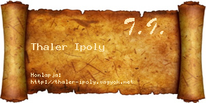 Thaler Ipoly névjegykártya